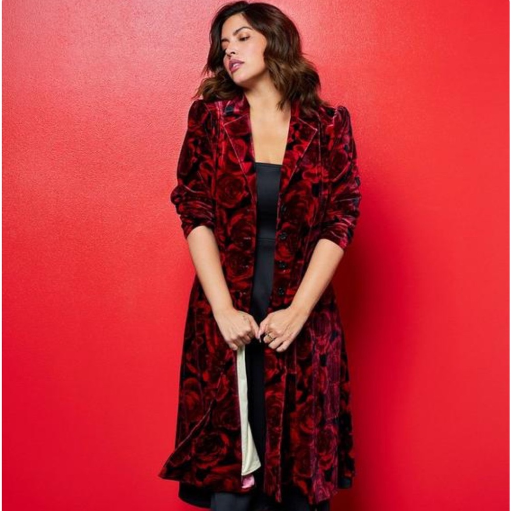 Rare Betsey Johnson -Torrid-  Floral Puff Sleeve Button Front Coat size 5